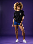 Camiseta Oversized Amor e Progresso Feminina Preto