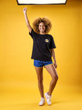 Camiseta Oversized Amor e Progresso Feminina Preto