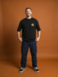 Camiseta Oversized Amor e Progresso Masculina Preto