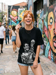 Camiseta Oversized Cafú Capitão do Penta Feminina Preto