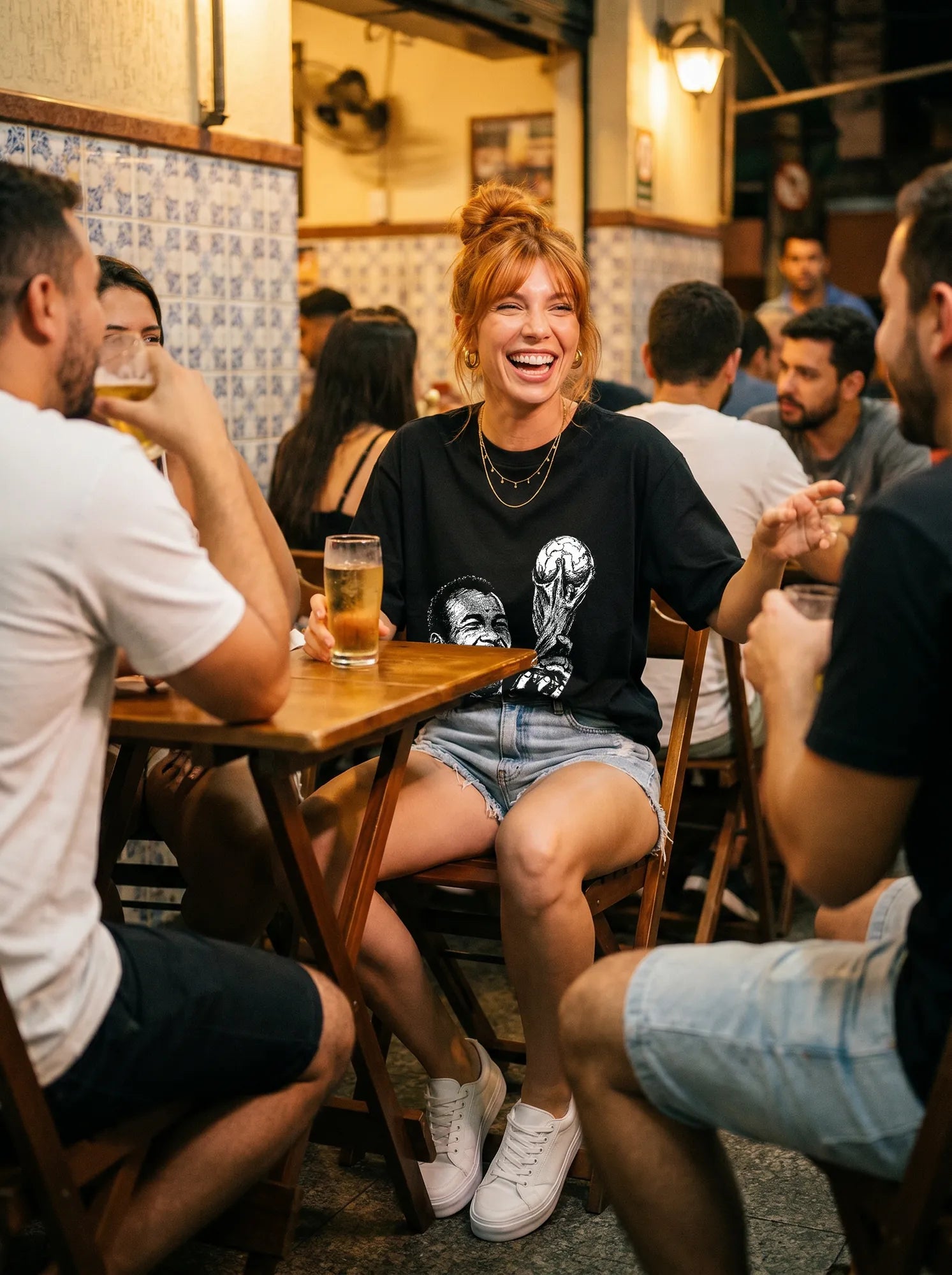 Camiseta Oversized Cafú Capitão do Penta Feminina Preto