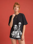 Camiseta Oversized Cafú Capitão do Penta Feminina Preto