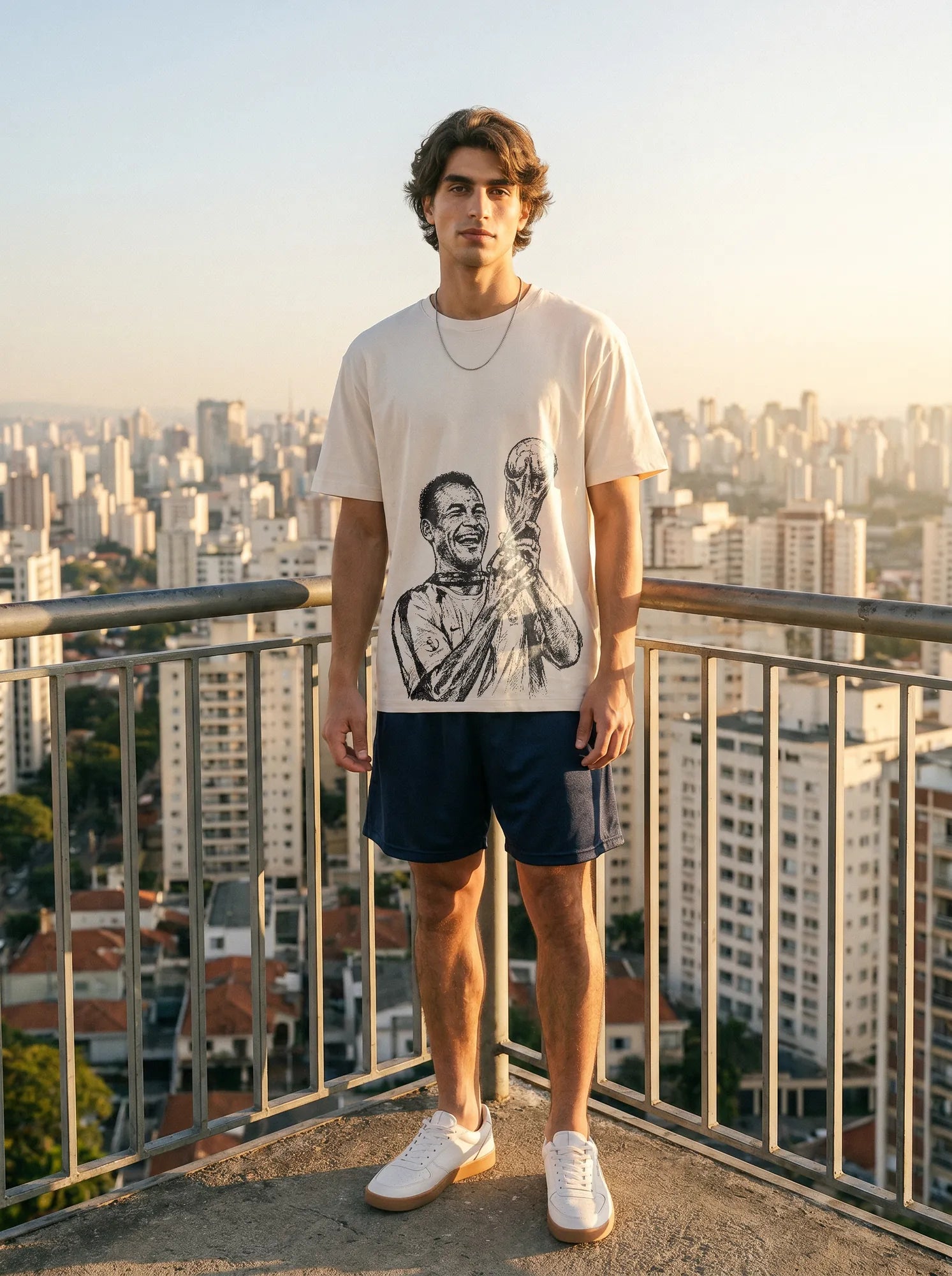 Camiseta Oversized Cafú Capitão do Penta Masculina Off-White