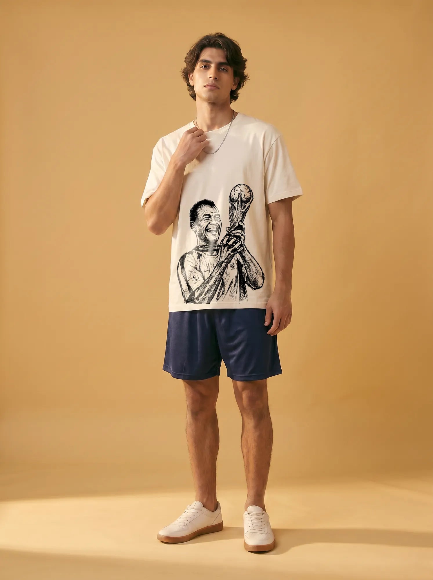 Camiseta Oversized Cafú Capitão do Penta Masculina Off-White
