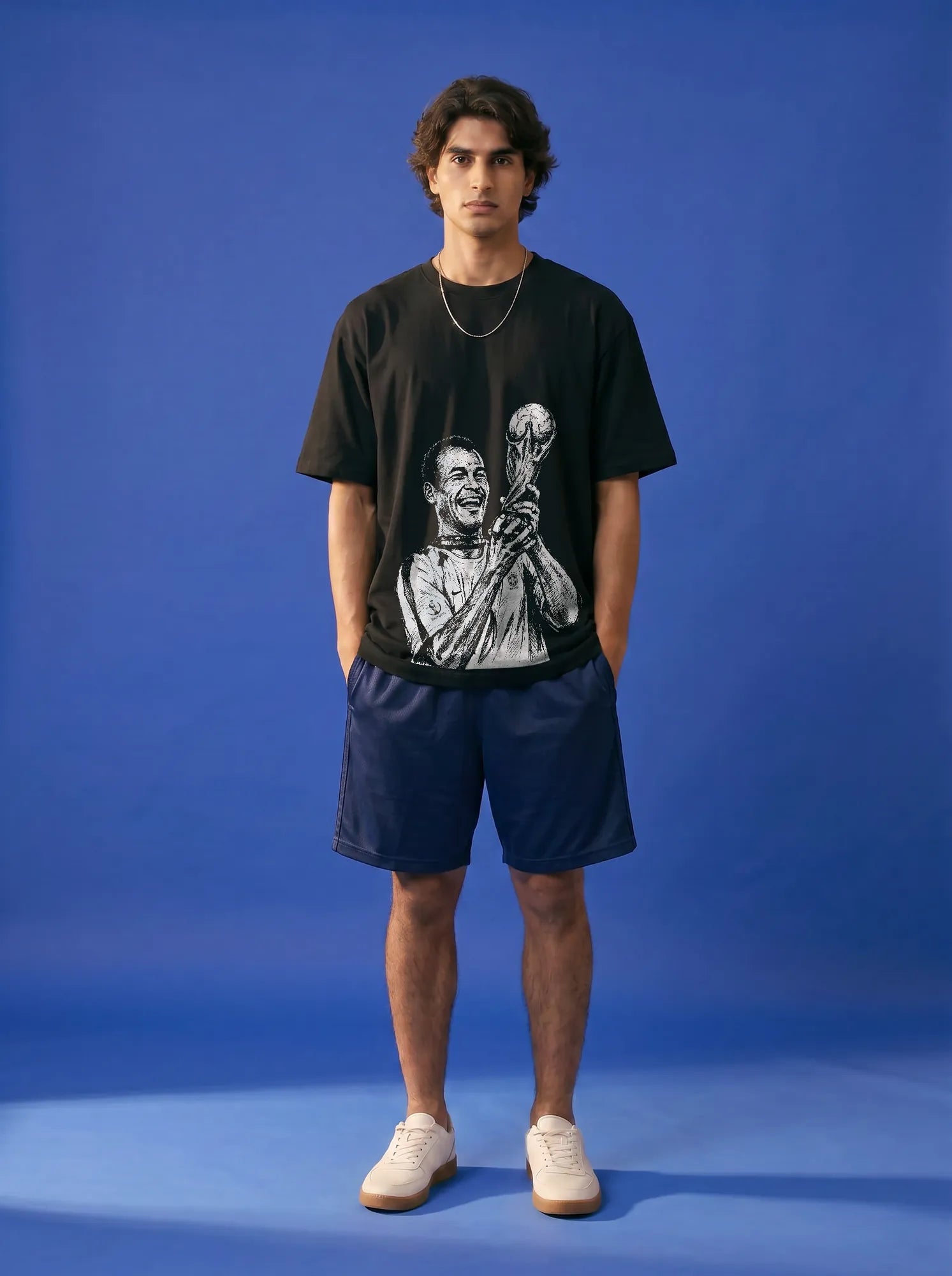 Camiseta Oversized Cafú Capitão do Penta Masculina Preto