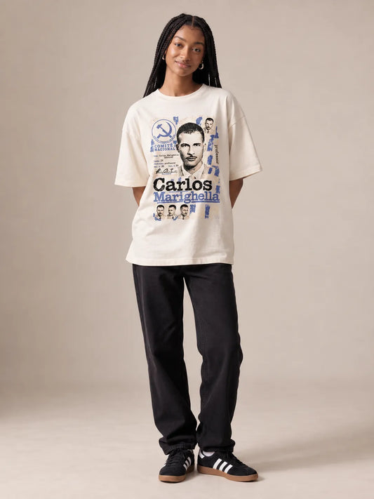Camiseta Oversized Carlos Marighella Feminina Off-White