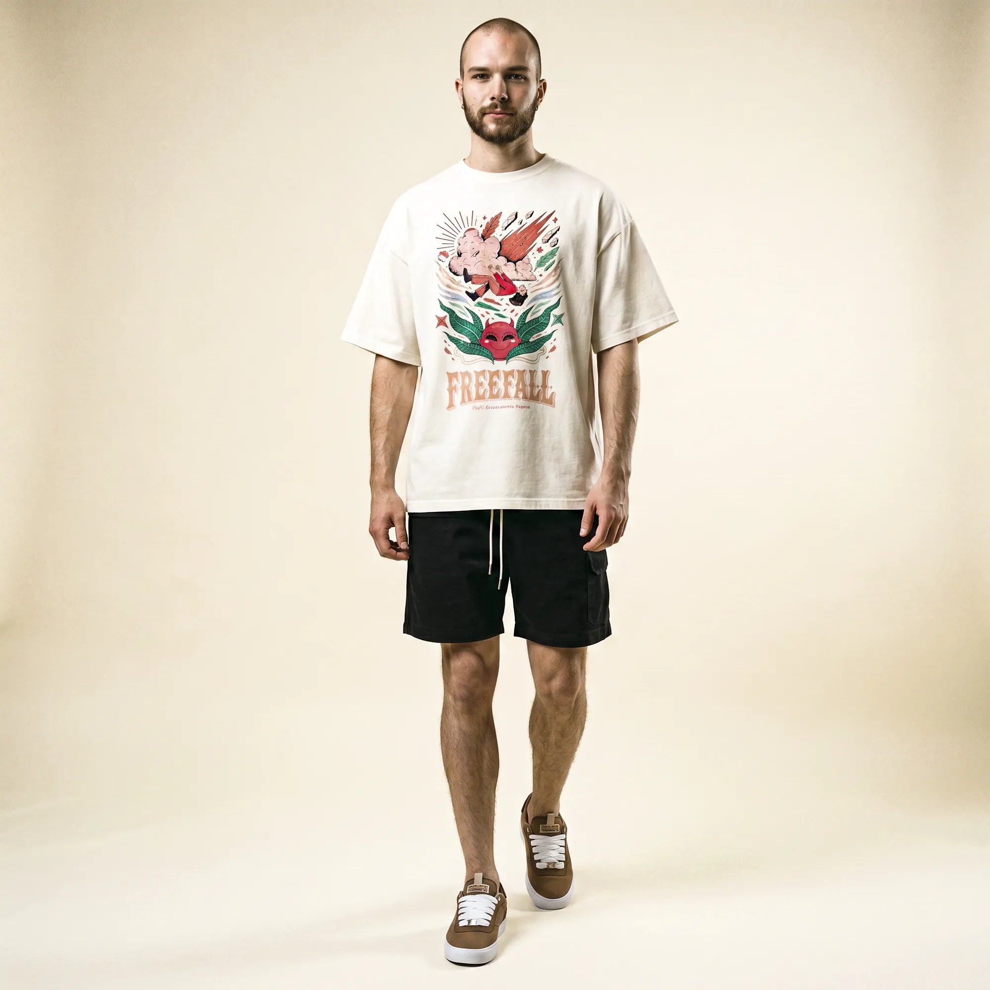 Camiseta Oversized It's Called Freefall — Rainbow Kitten Surprise Masculina Off-White