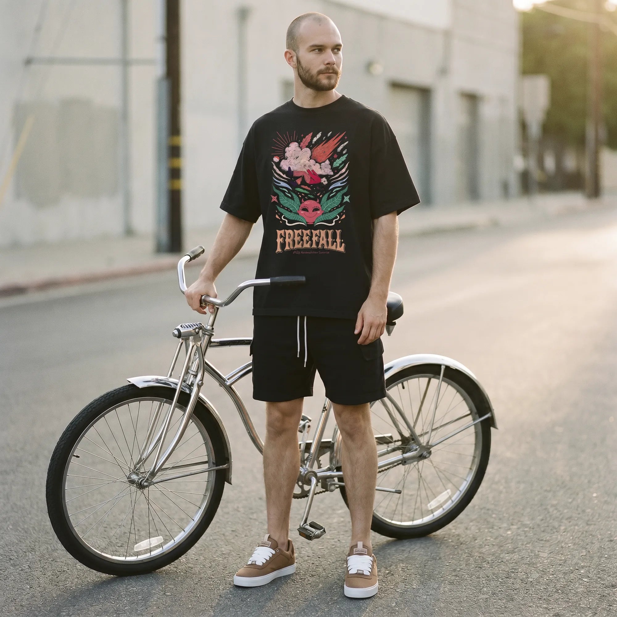 Camiseta Oversized It's Called Freefall — Rainbow Kitten Surprise Masculina Preto