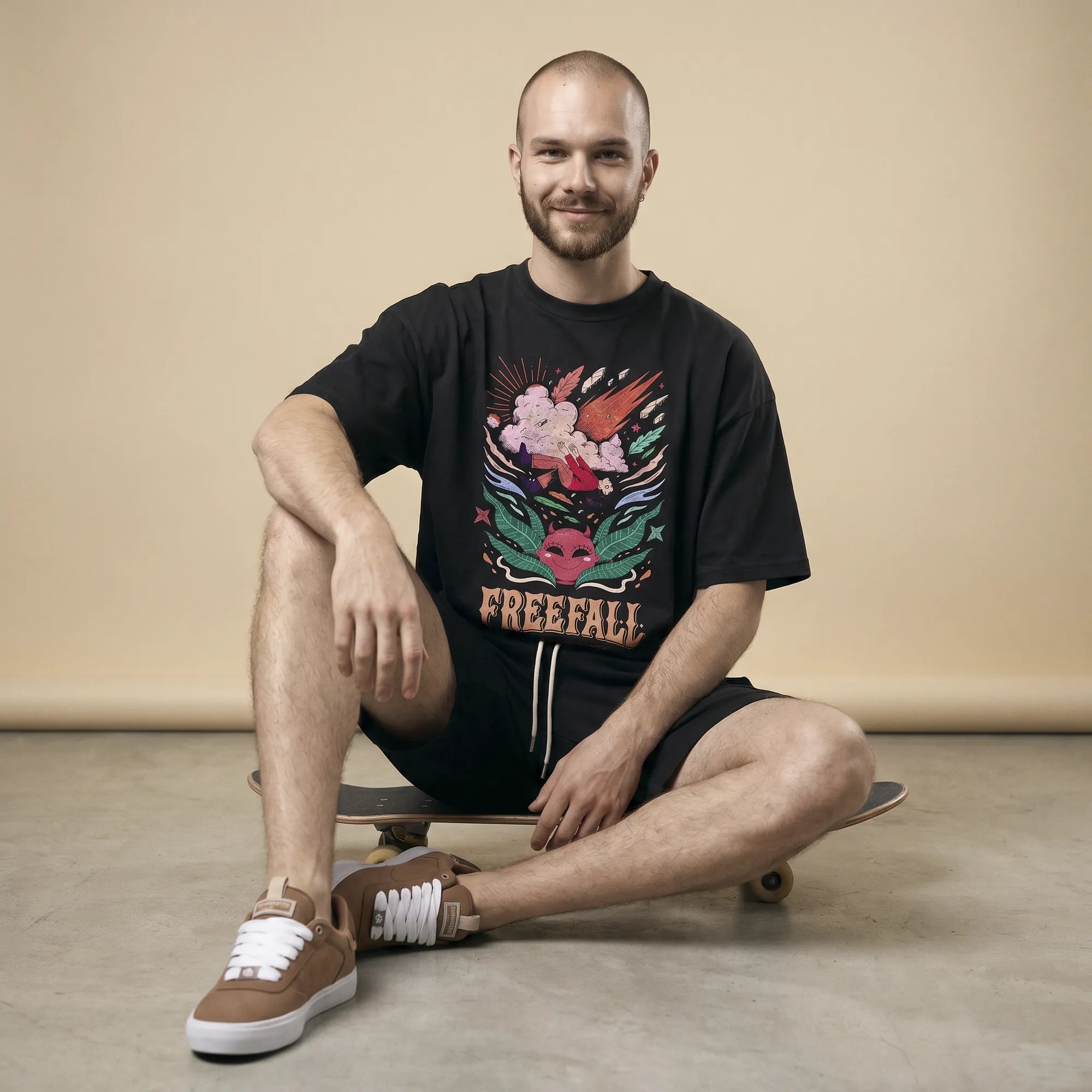 Camiseta Oversized It's Called Freefall — Rainbow Kitten Surprise Masculina Preto
