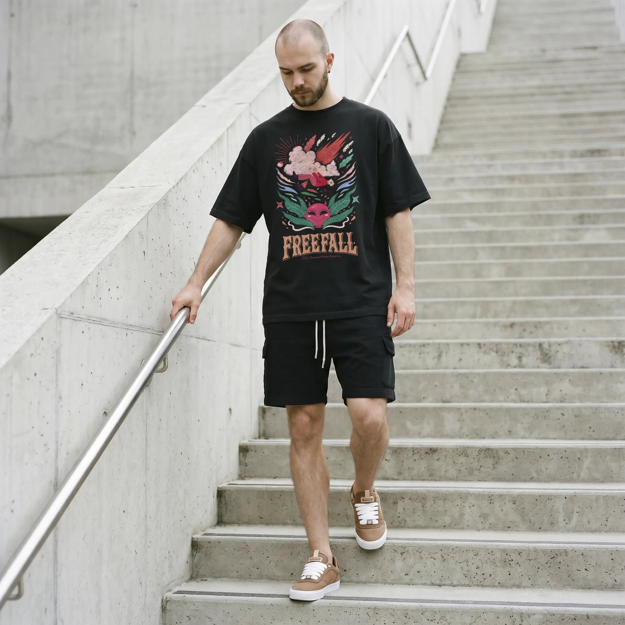 Camiseta Oversized It's Called Freefall — Rainbow Kitten Surprise Masculina Preto