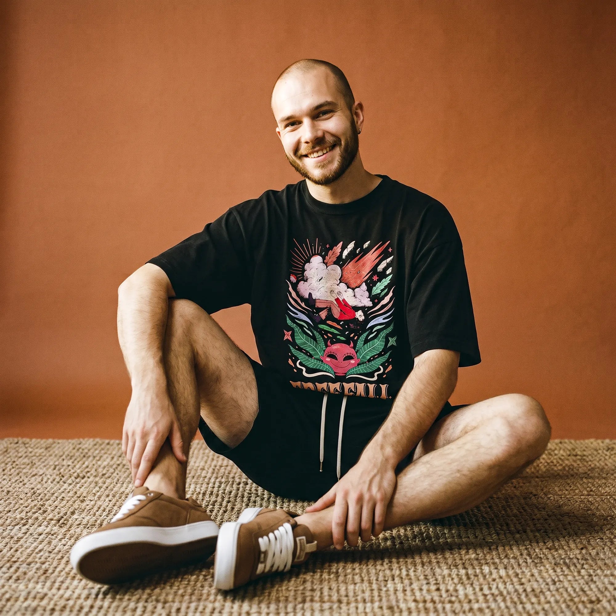 Camiseta Oversized It's Called Freefall — Rainbow Kitten Surprise Masculina Preto