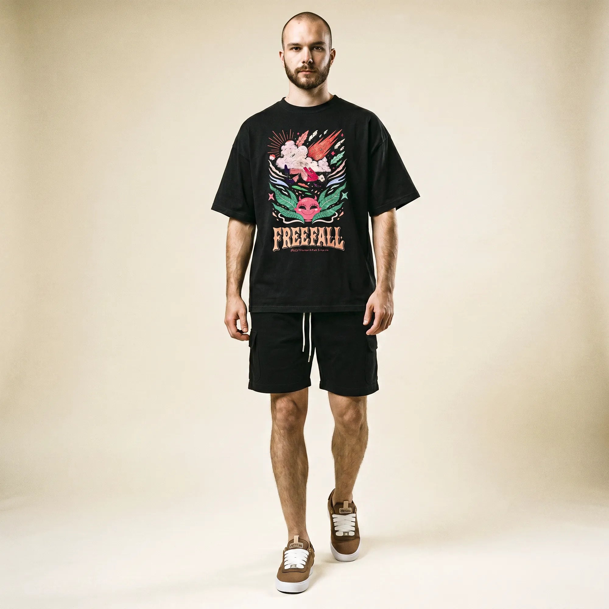 Camiseta Oversized It's Called Freefall — Rainbow Kitten Surprise Masculina Preto