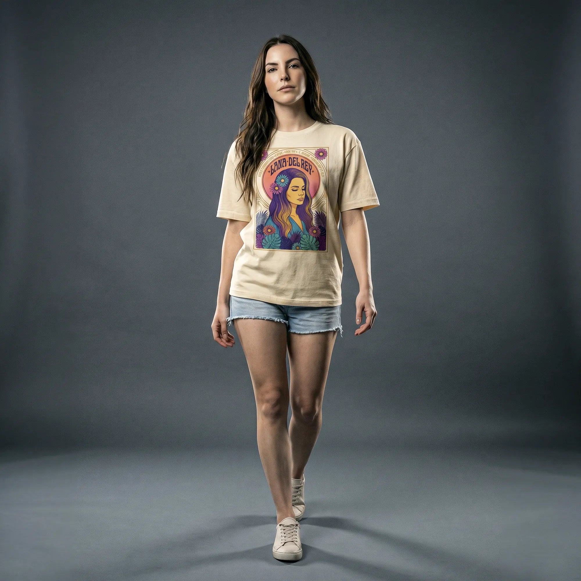 Camiseta Oversized Lana Del Rey Feminina Off-White
