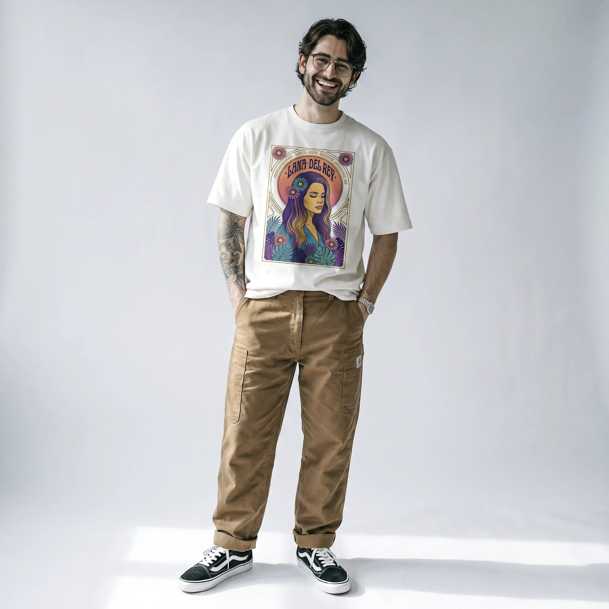 Camiseta Oversized Lana Del Rey Masculina Off-White