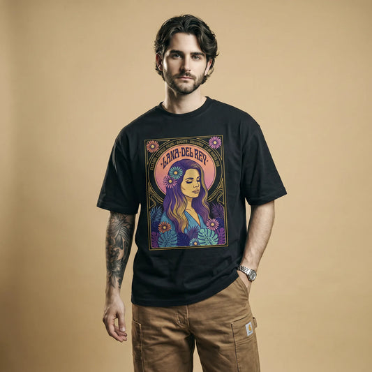 Camiseta Oversized Lana Del Rey Masculina Preto