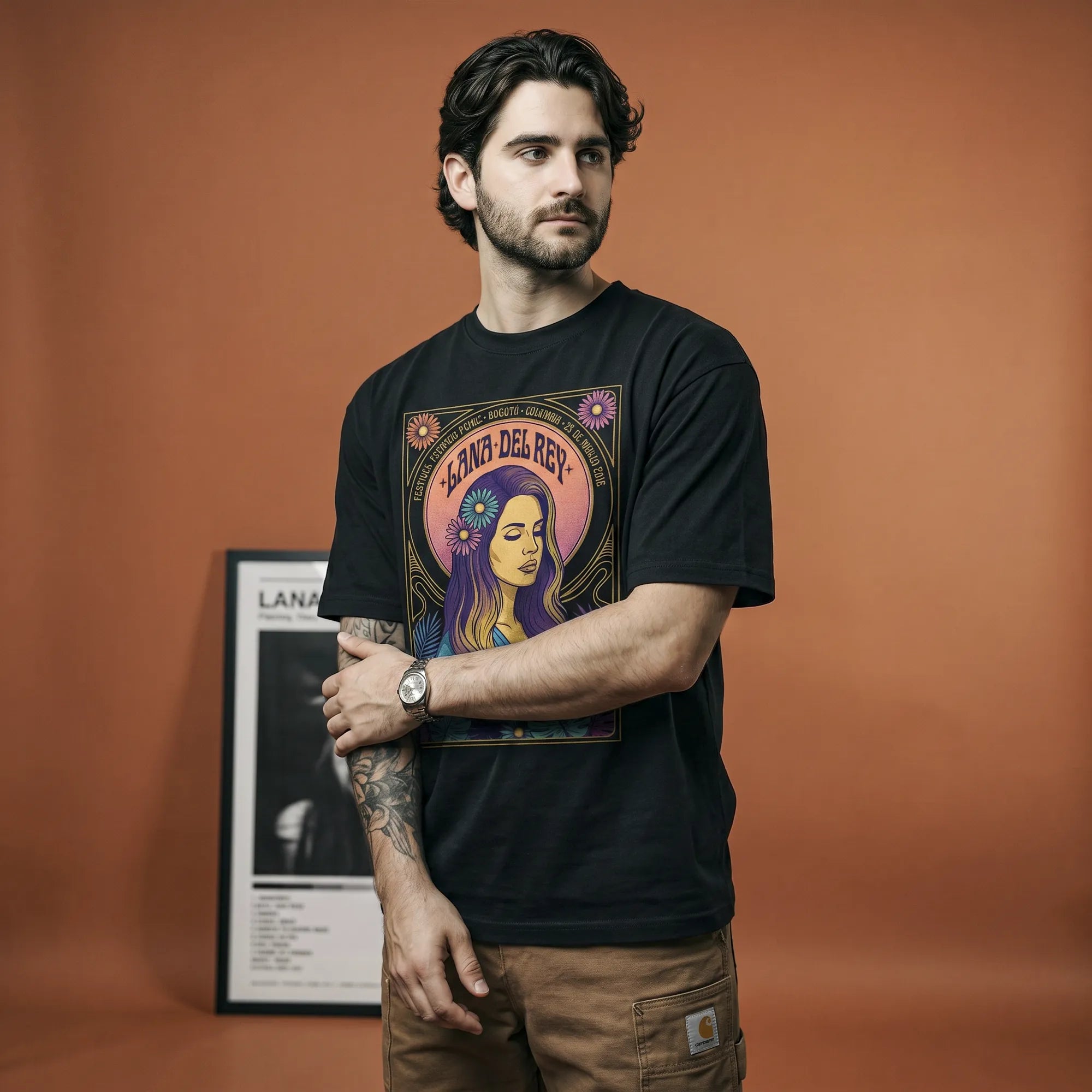 Camiseta Oversized Lana Del Rey Masculina Preto