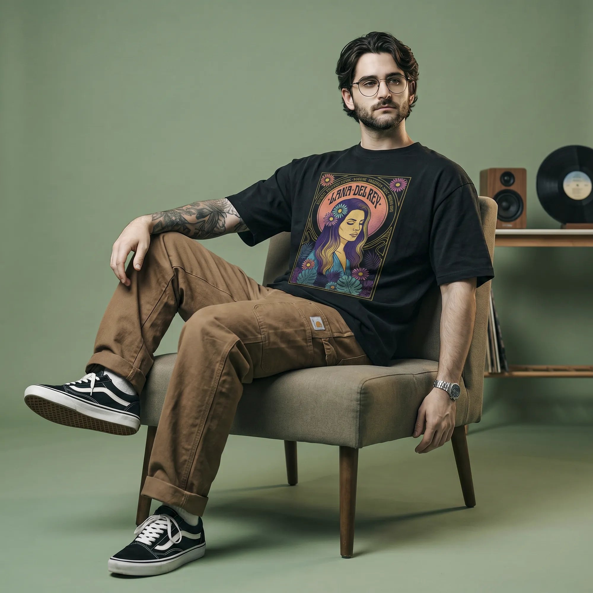 Camiseta Oversized Lana Del Rey Masculina Preto
