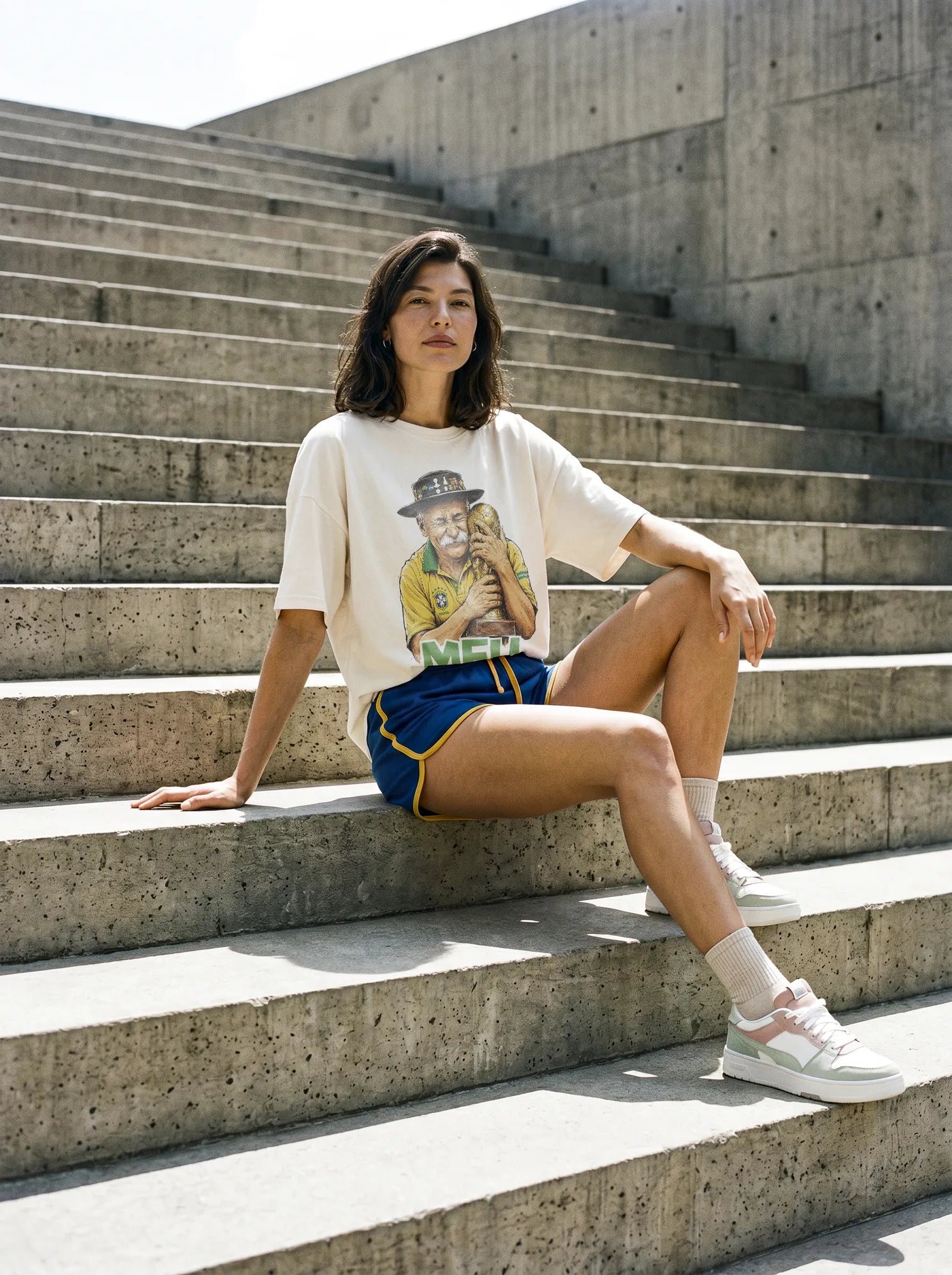 Camiseta Oversized Meu Brasil Feminina Off-White