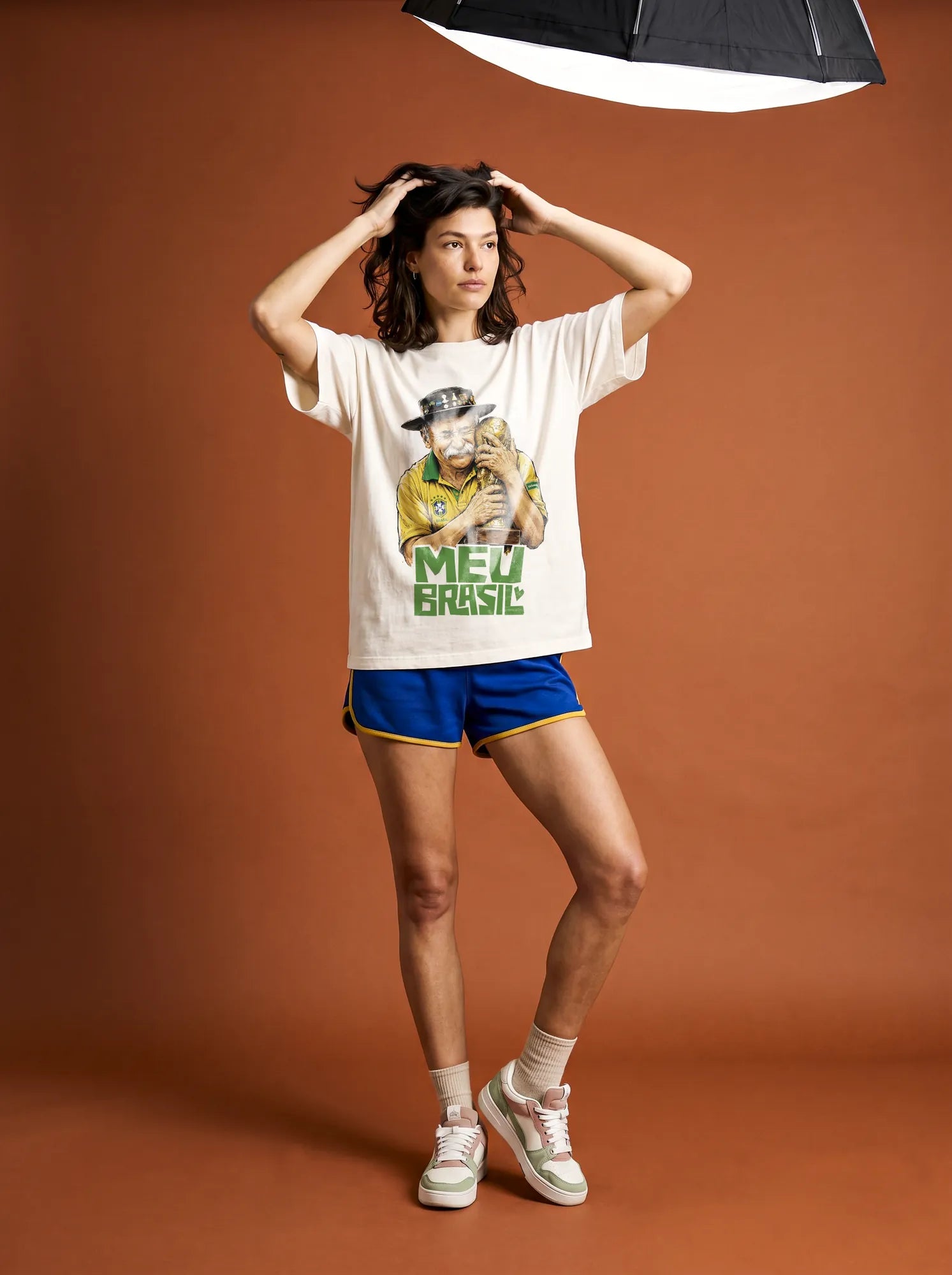 Camiseta Oversized Meu Brasil Feminina Off-White