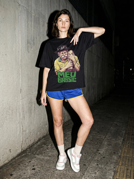 Camiseta Oversized Meu Brasil Feminina Preto
