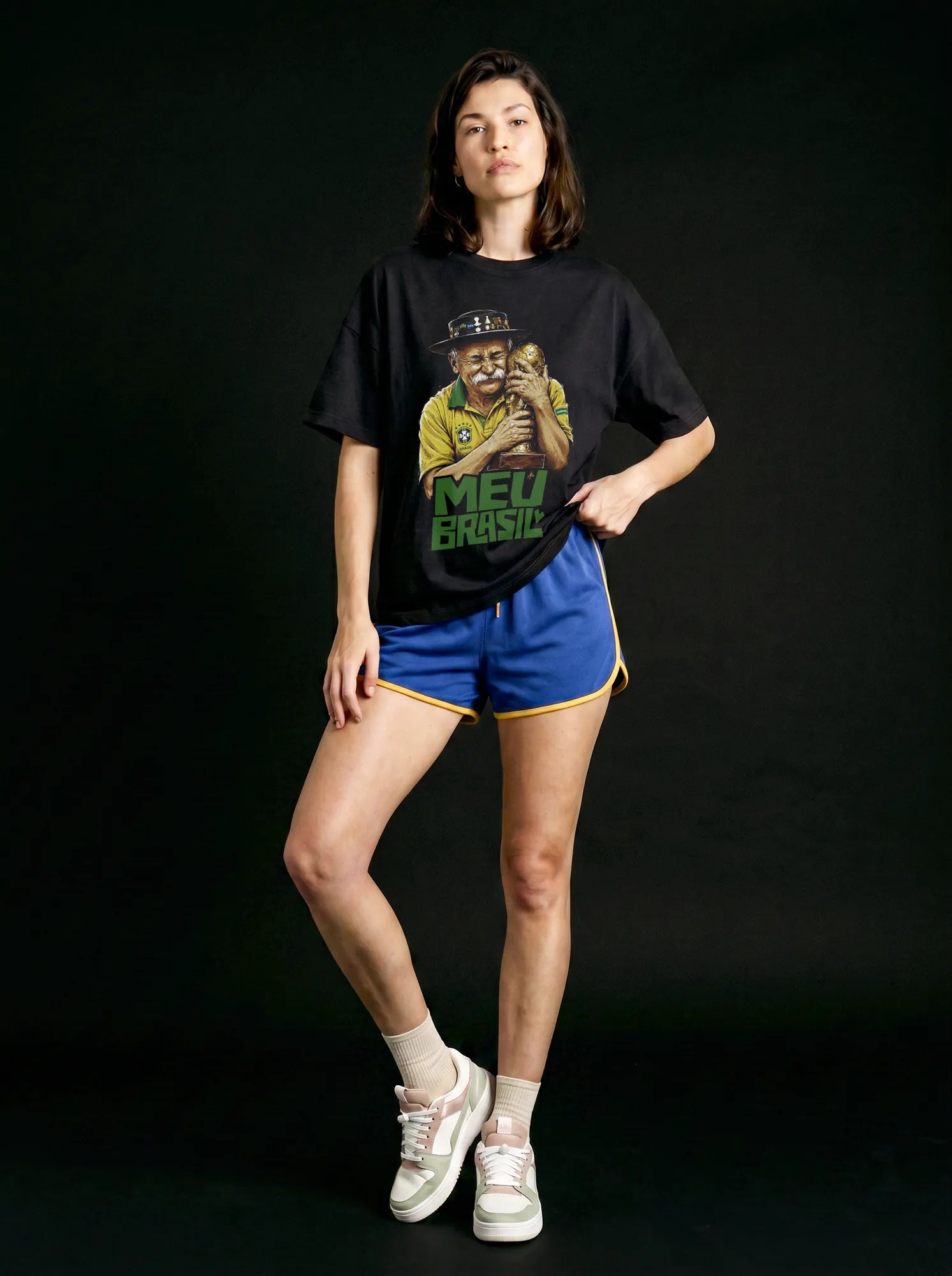 Camiseta Oversized Meu Brasil Feminina Preto