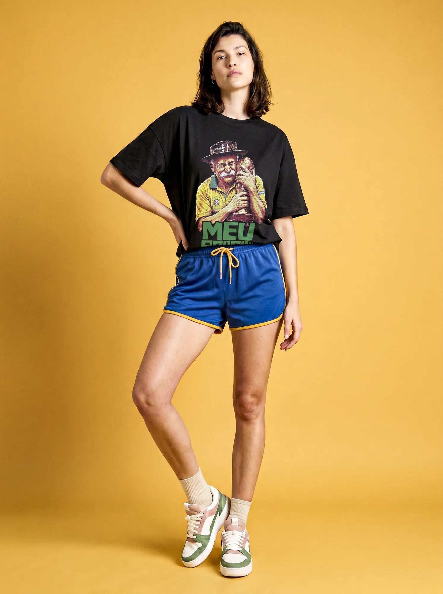 Camiseta Oversized Meu Brasil Feminina Preto