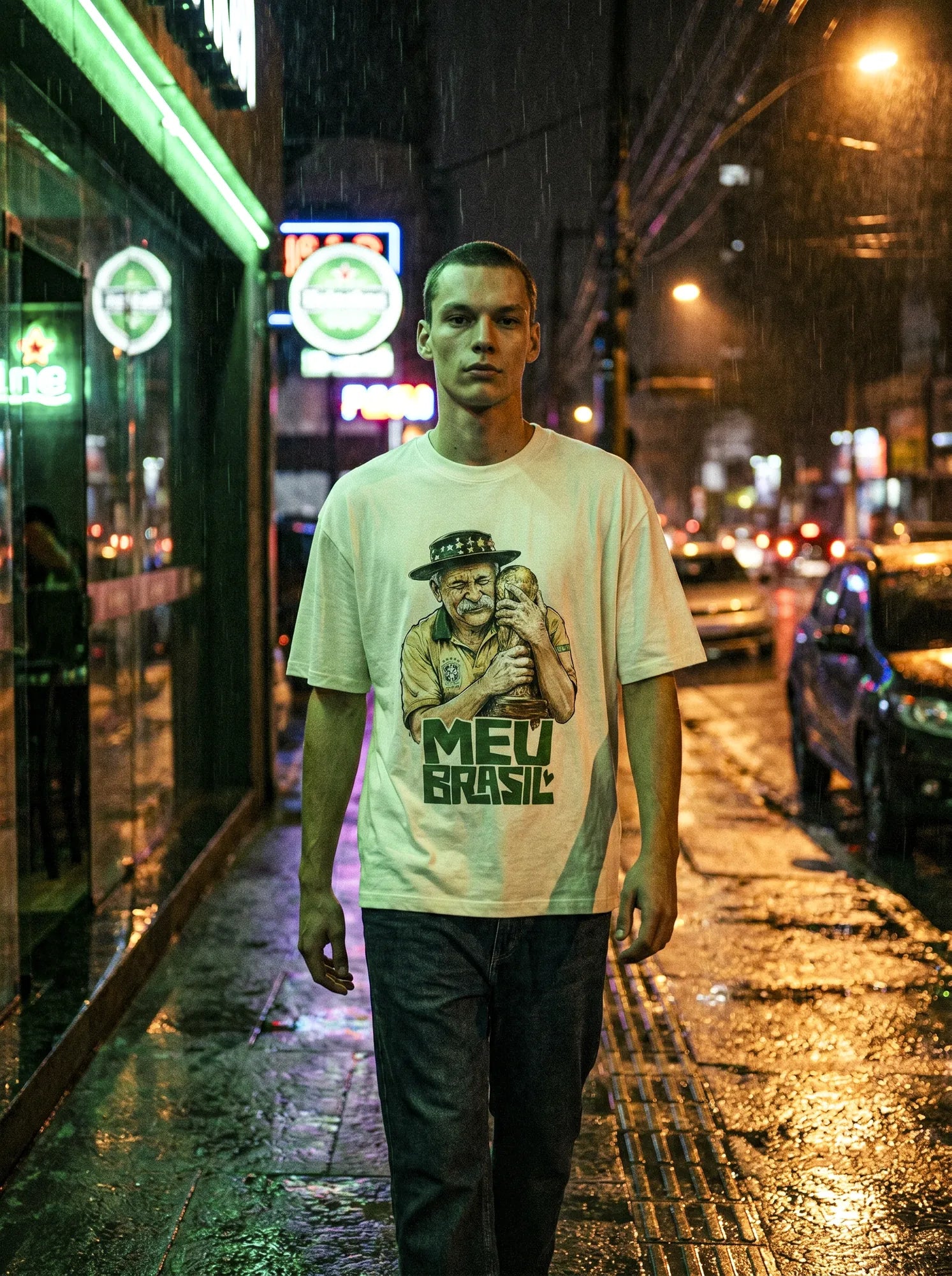 Camiseta Oversized Meu Brasil Masculina Off-White