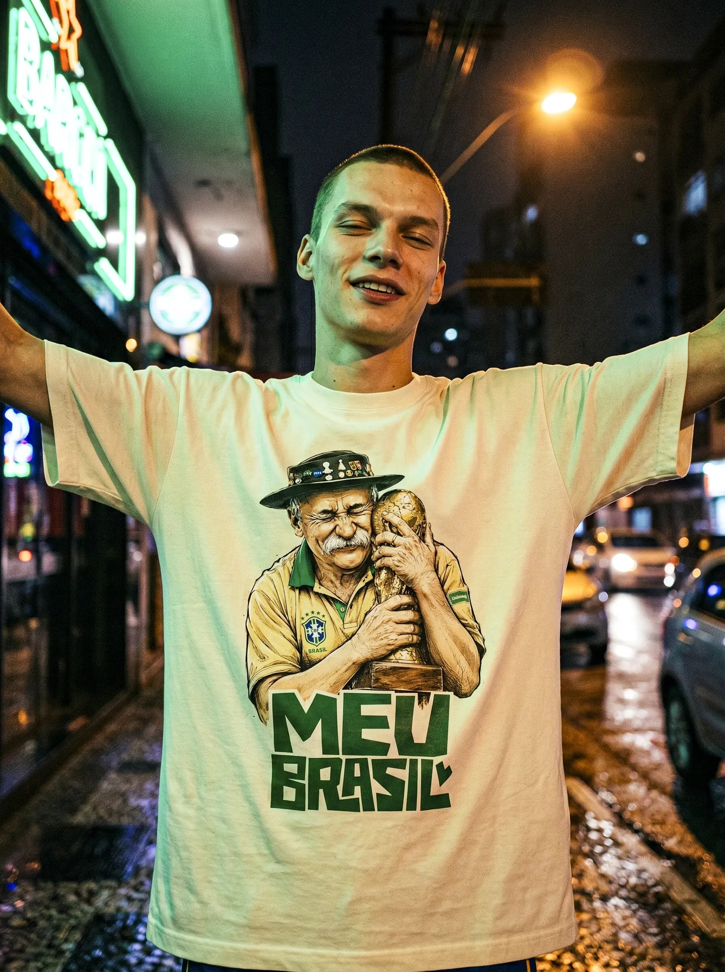 Camiseta Oversized Meu Brasil Masculina Off-White