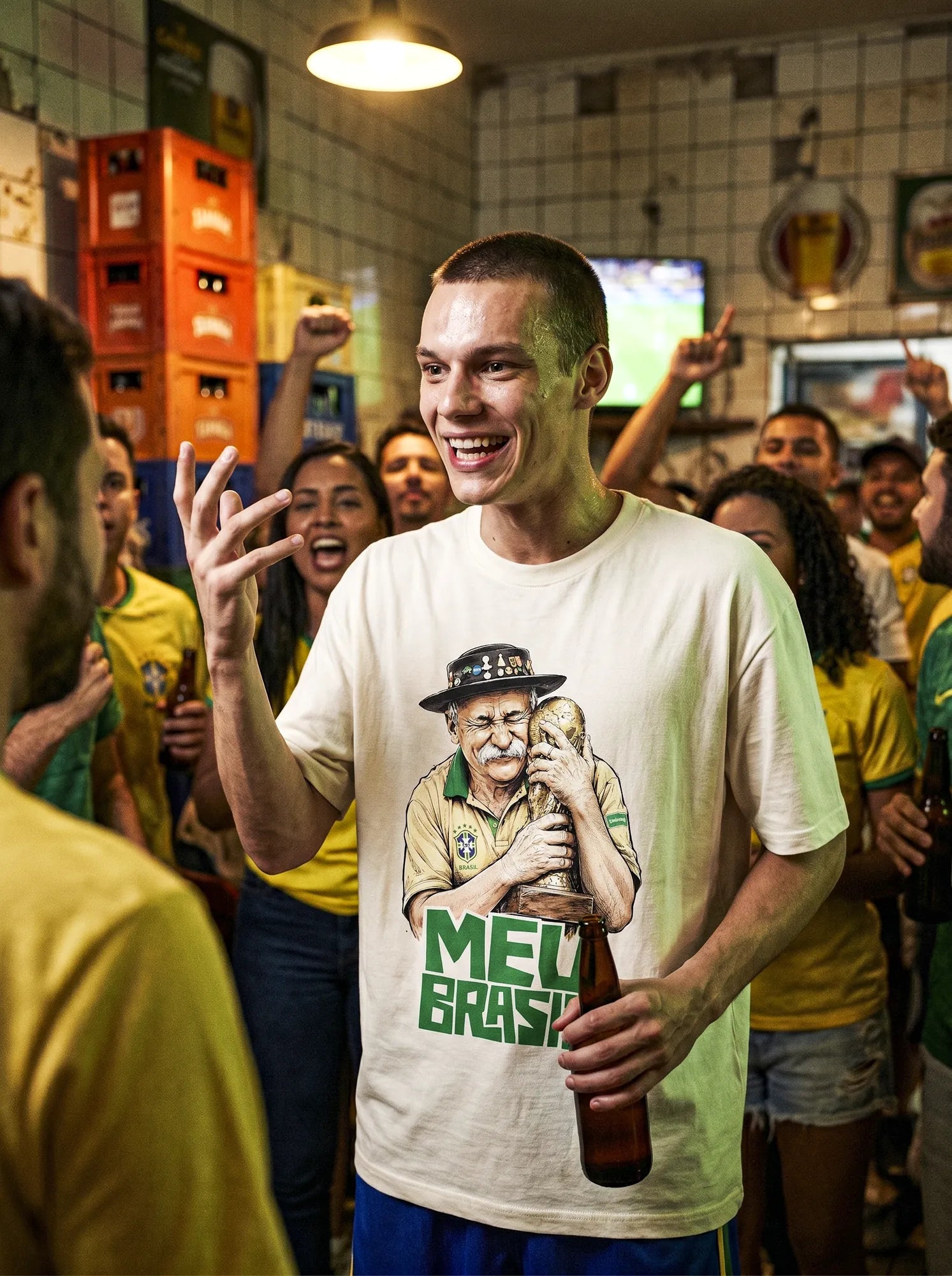 Camiseta Oversized Meu Brasil Masculina Off-White