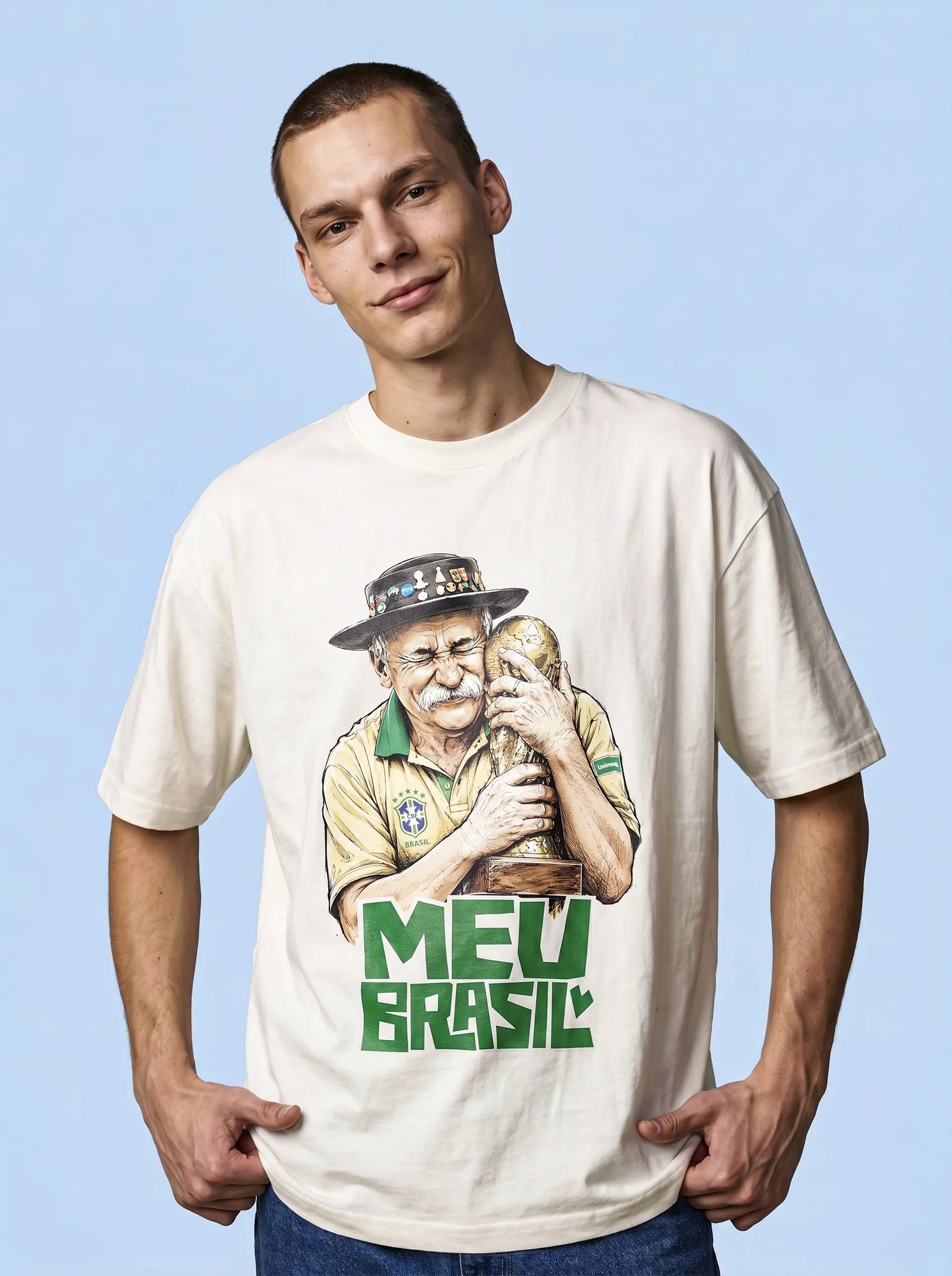 Camiseta Oversized Meu Brasil Masculina Off-White