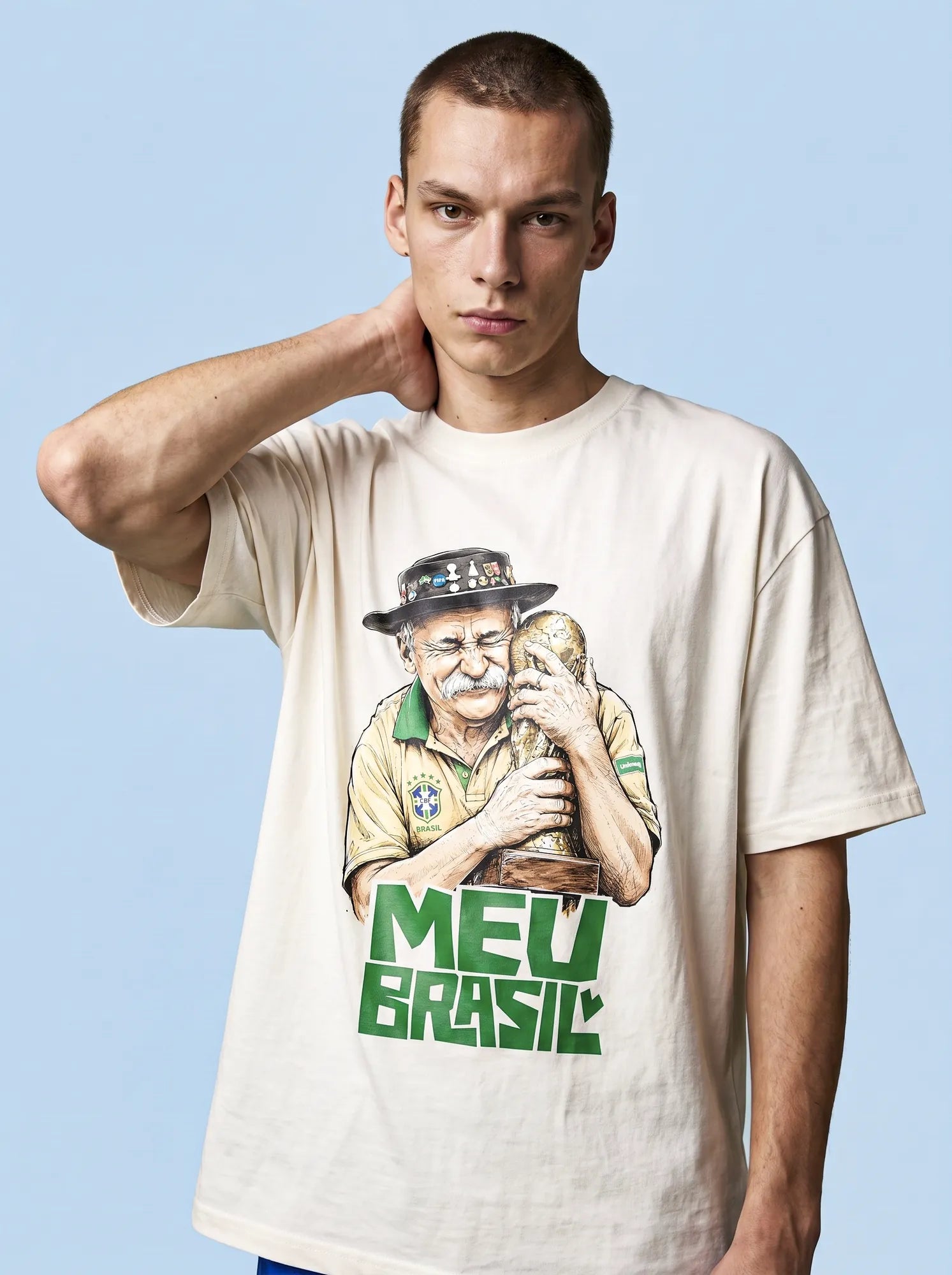 Camiseta Oversized Meu Brasil Masculina Off-White