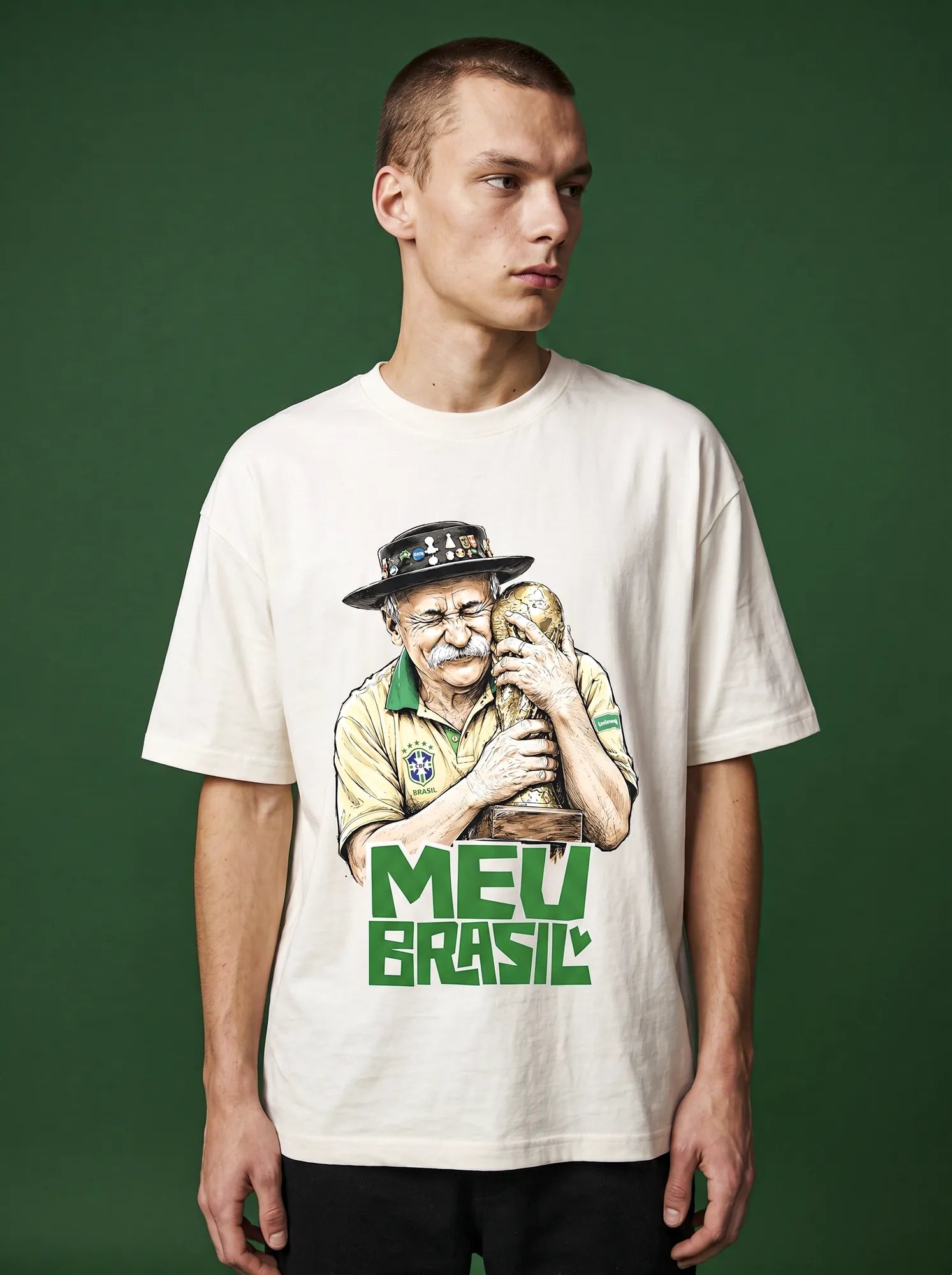 Camiseta Oversized Meu Brasil Masculina Off-White