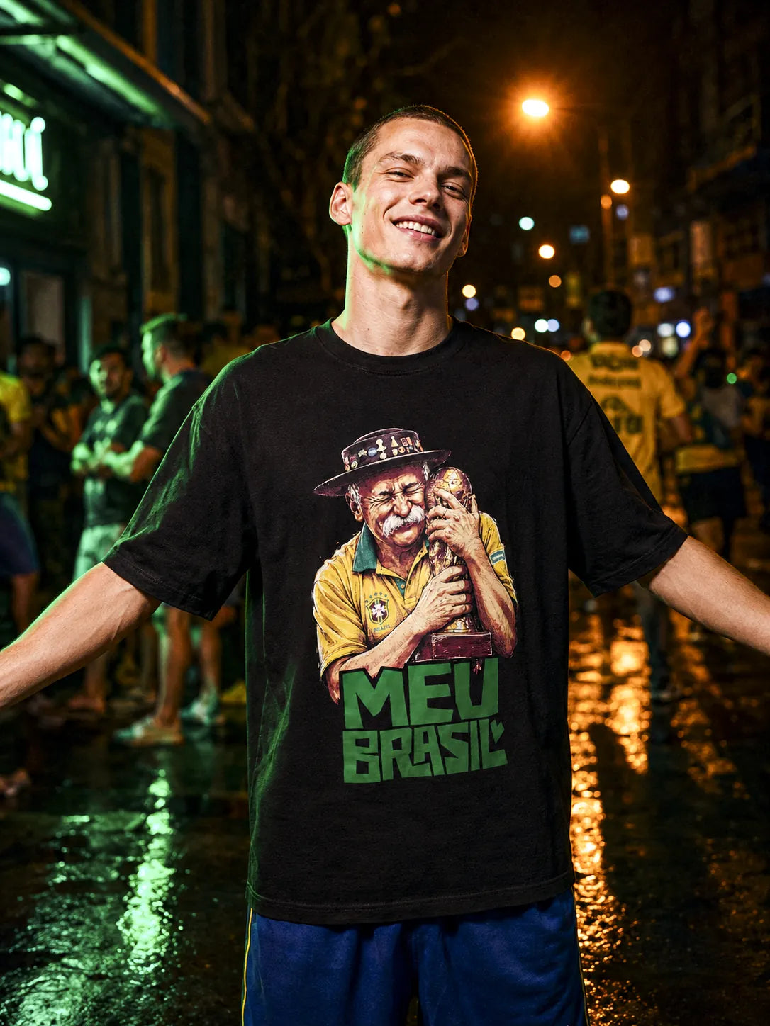 Camiseta Oversized Meu Brasil Masculina Preto
