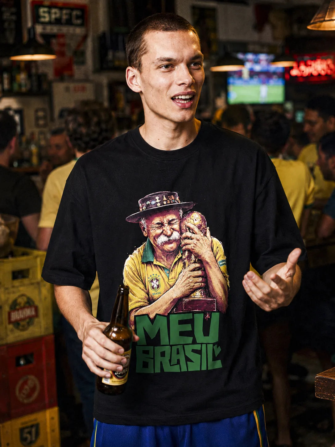 Camiseta Oversized Meu Brasil Masculina Preto