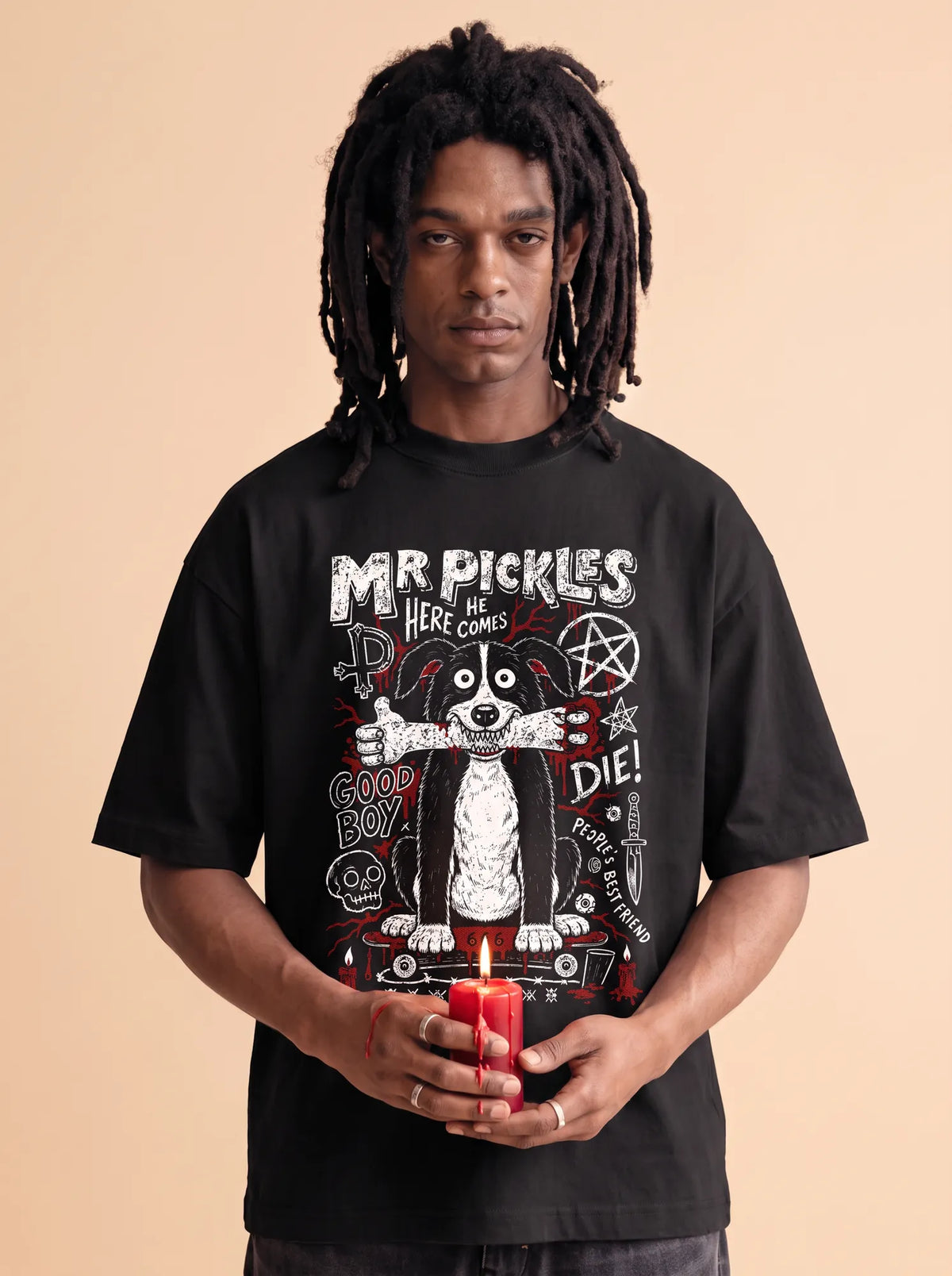 Camiseta Oversized Mr. Pickles Masculina Preto