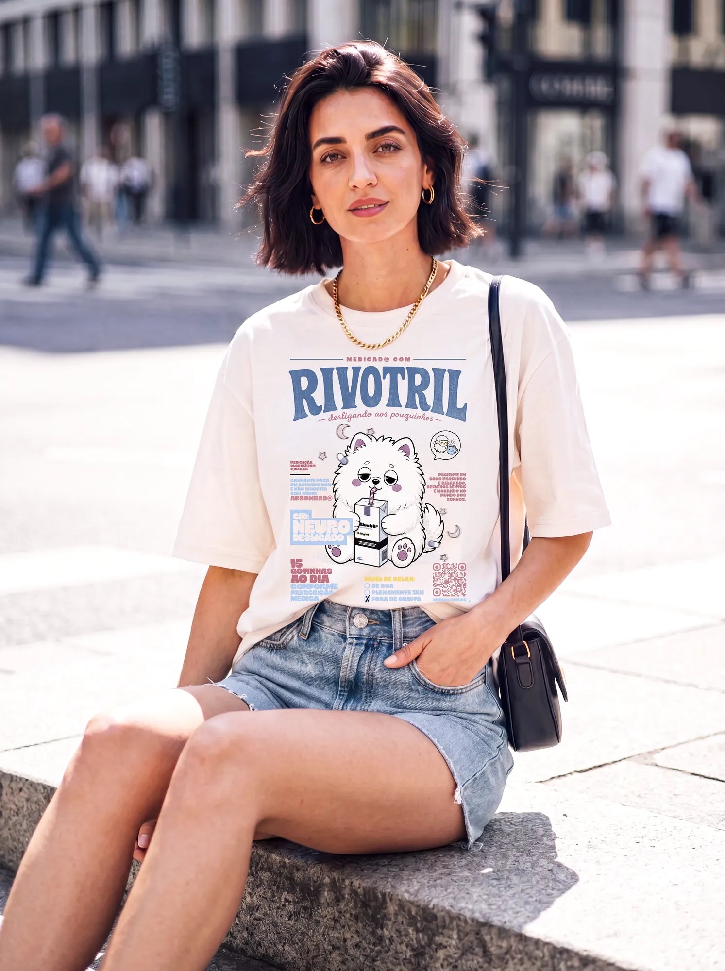 Camiseta Oversized Neurodesligado Feminina Off-White