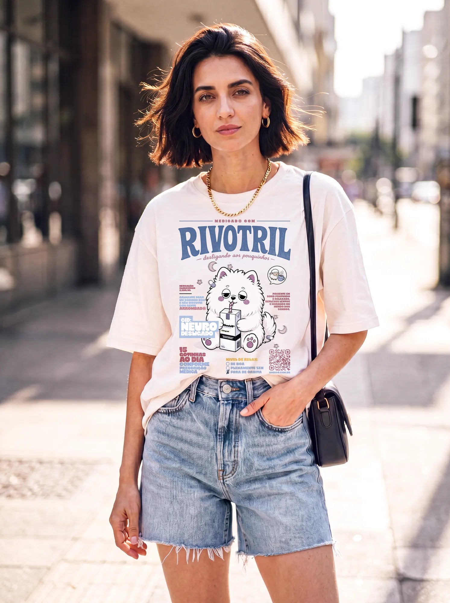 Camiseta Oversized Neurodesligado Feminina Off-White