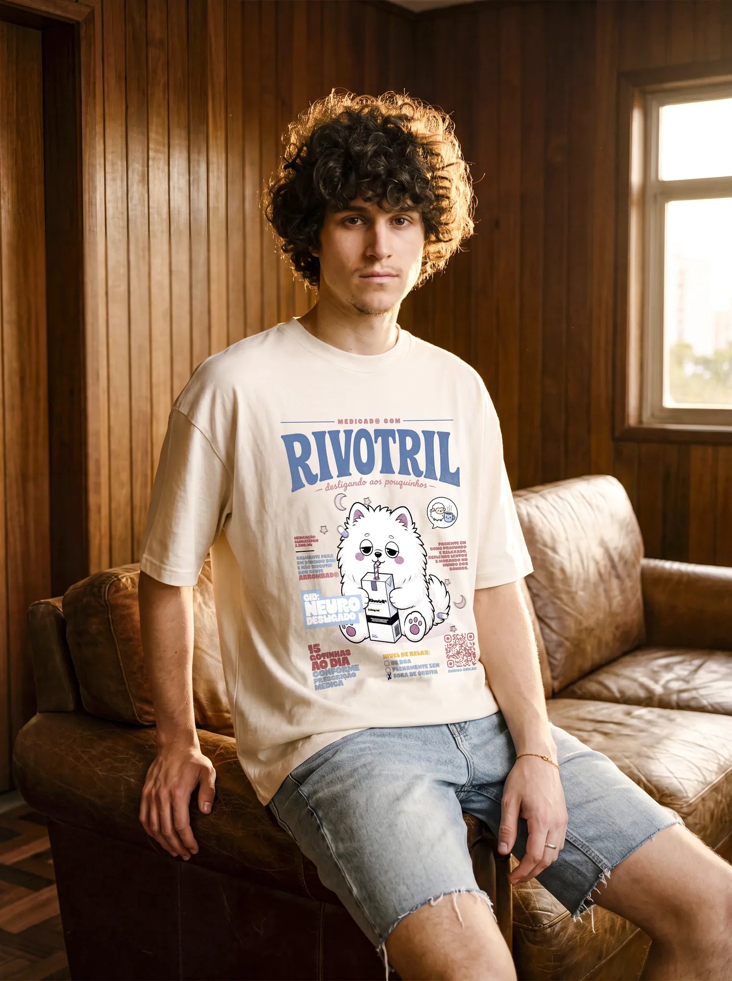 Camiseta Oversized Neurodesligado Masculina Off-White
