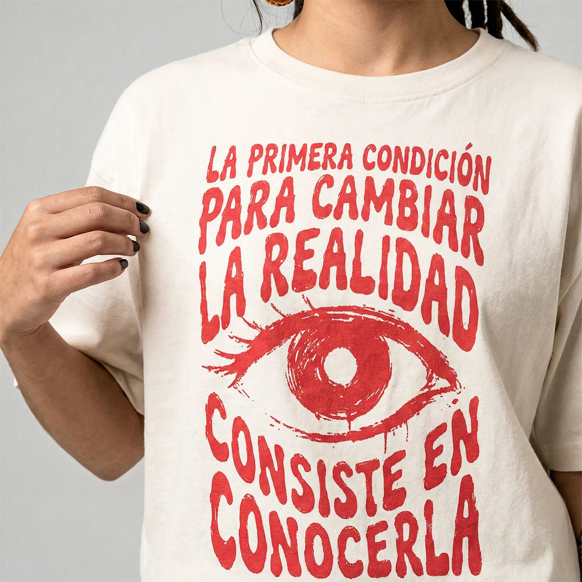 Camiseta Oversized Para Cambiar la Realidad Feminina Off-White