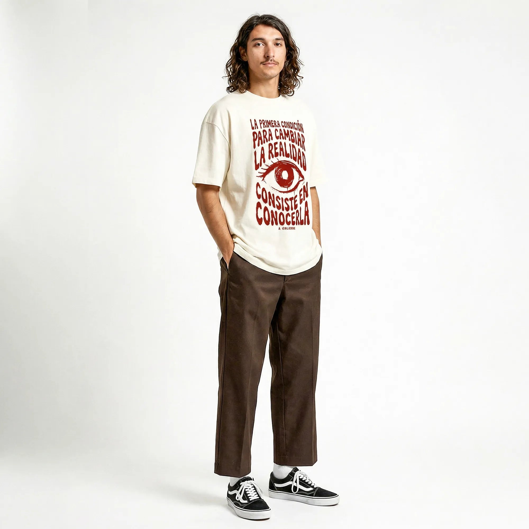 Camiseta Oversized Para Cambiar la Realidad Masculina Off-White