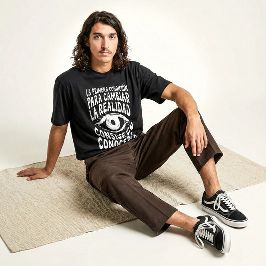 Camiseta Oversized Para Cambiar la Realidad Masculina Preto