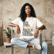 Camiseta Oversized Quem Domina a Percepção, Controla o Resultado Feminina Off-White