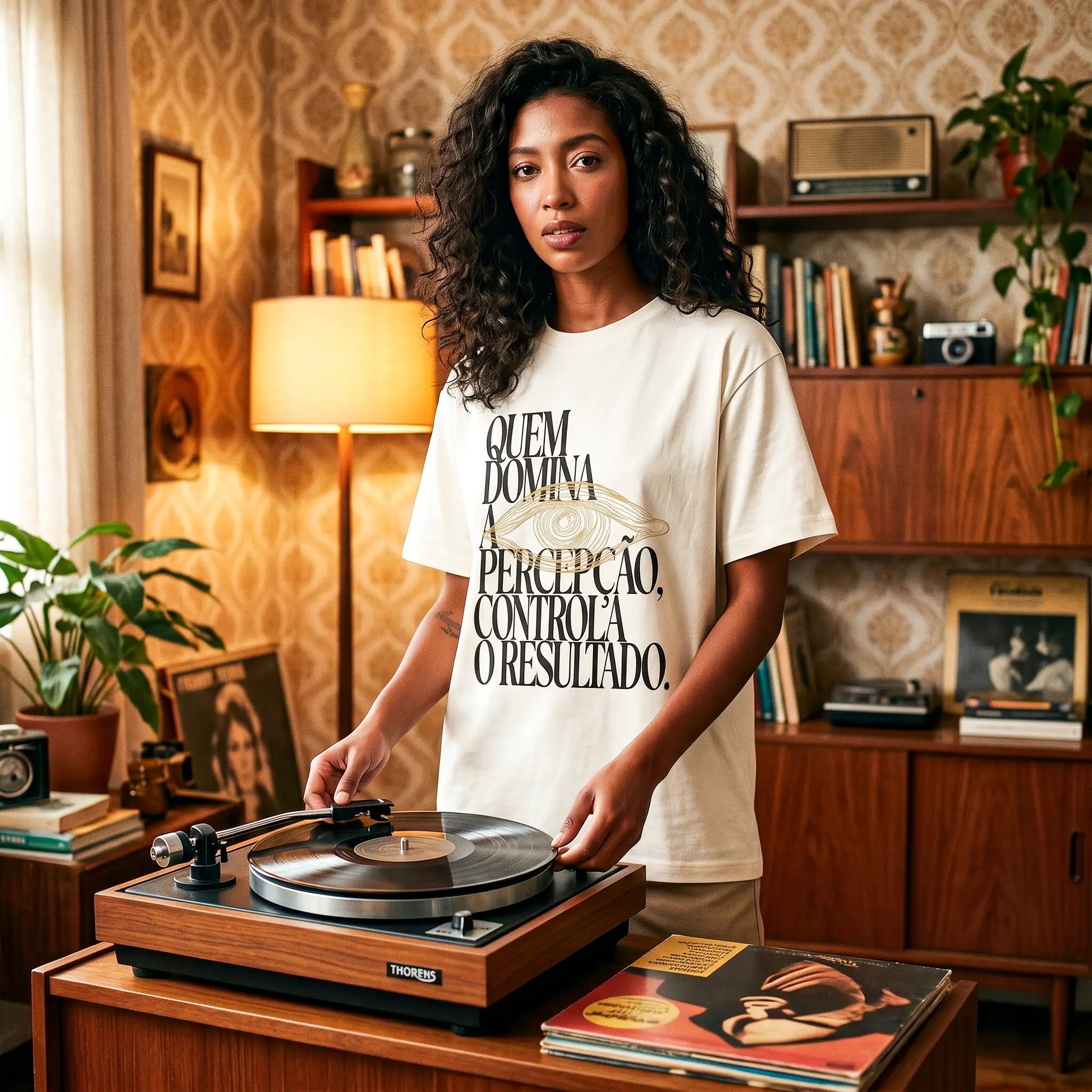 Camiseta Oversized Quem Domina a Percepção - Feminina
