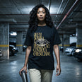 Camiseta Oversized Quem Domina a Percepção, Controla o Resultado Feminina Preto