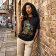 Camiseta Oversized Quem Domina a Percepção, Controla o Resultado Feminina Preto