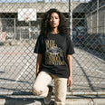 Camiseta Oversized Quem Domina a Percepção, Controla o Resultado Feminina Preto