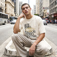 Camiseta Oversized Quem Domina a Percepção, Controla o Resultado Masculina Off-White