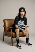 Camiseta Oversized Ramones Feminina Preto
