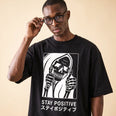 Camiseta Oversized Stay Positive Masculina Preto