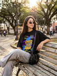 Camiseta Oversized Viver é melhor que sonhar Feminina Preto